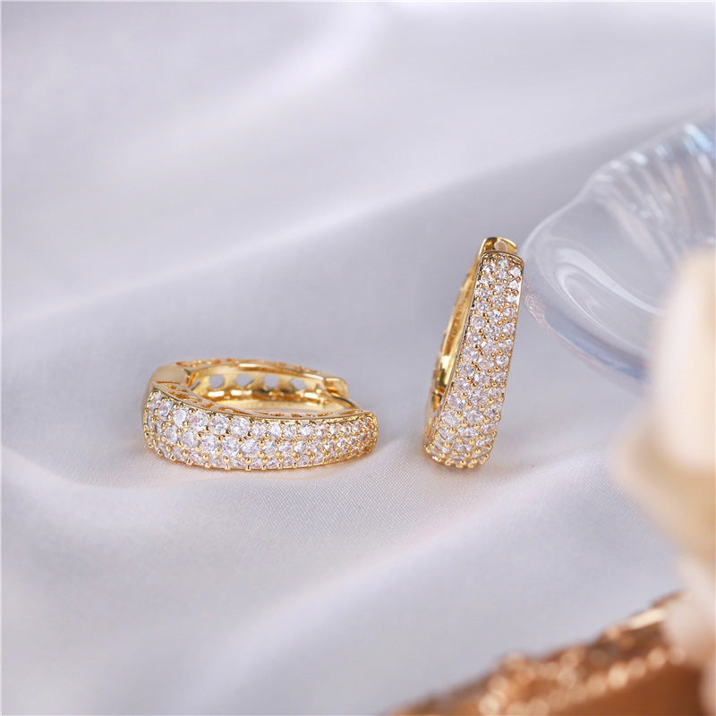 French 18K Gold Finish CZ Earrings