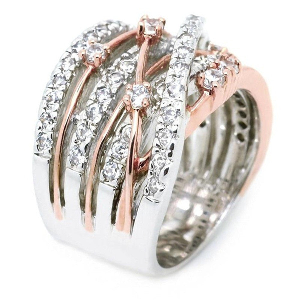 Zirconia Criss Cross Twisted Rope Women's Ring