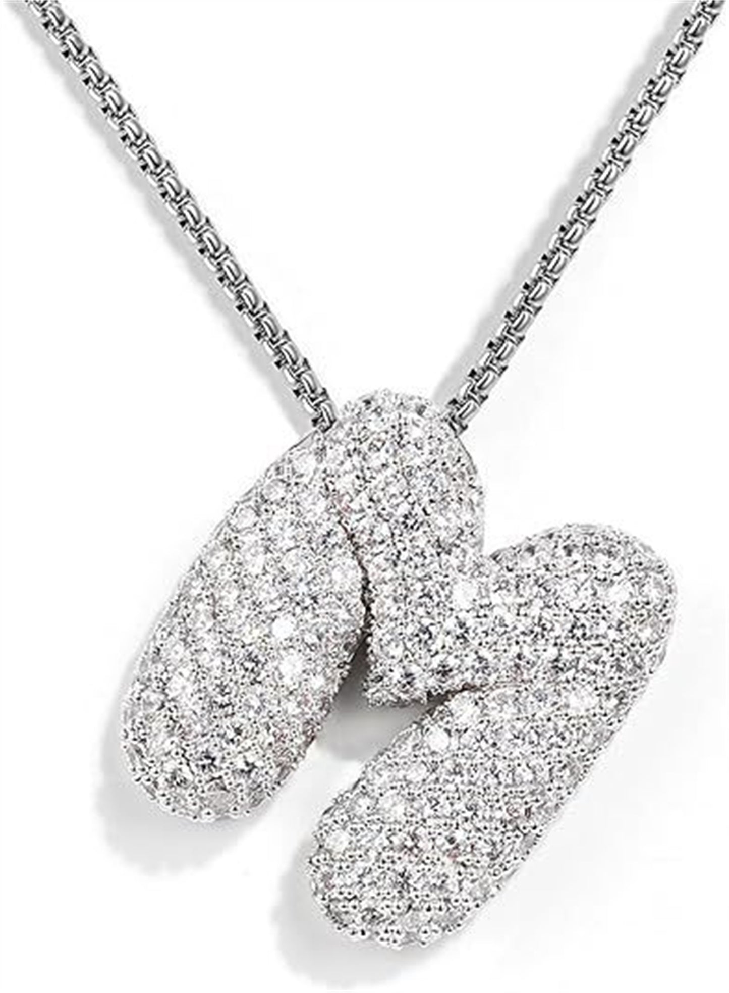 Cubic Zirconia Initial Letter Pendant Necklace in Gold Silver Color