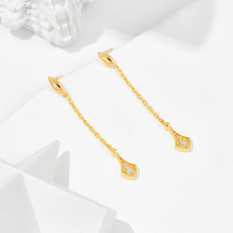 Gold 14k Plated Zirconium Drop Earrings