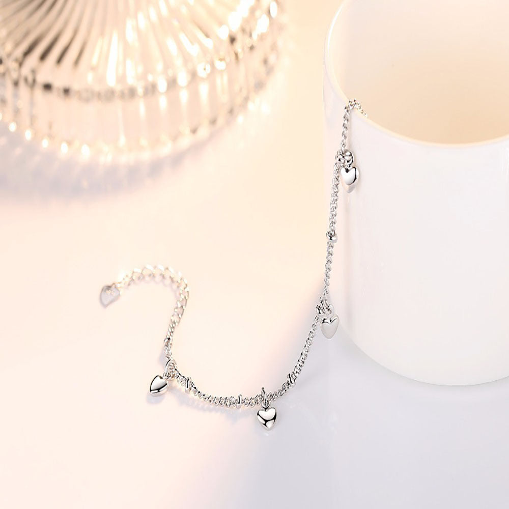 Silver Charming Love Hearts Bracelet