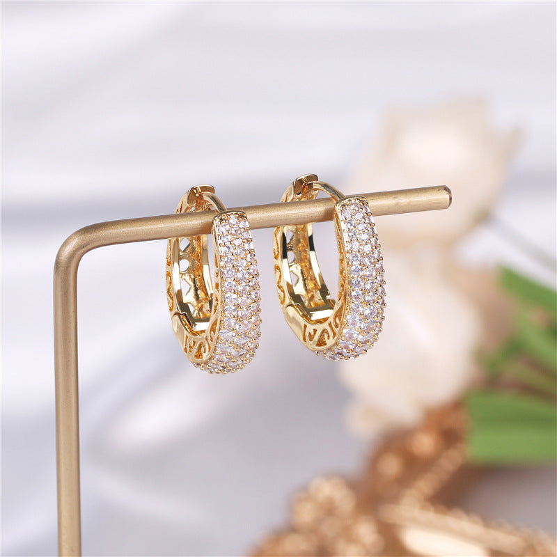 French 18K Gold Finish CZ Earrings