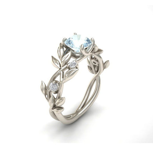 Leaf Floral Engagement Ring