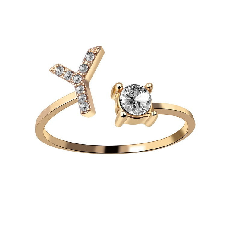 Cubic Zirconia Initial Wrap Ring in 18k Gold-Plated Sterling Silver