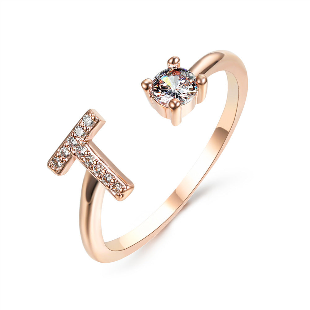 Cubic Zirconia Initial Wrap Ring in 18k Gold-Plated Sterling Silver