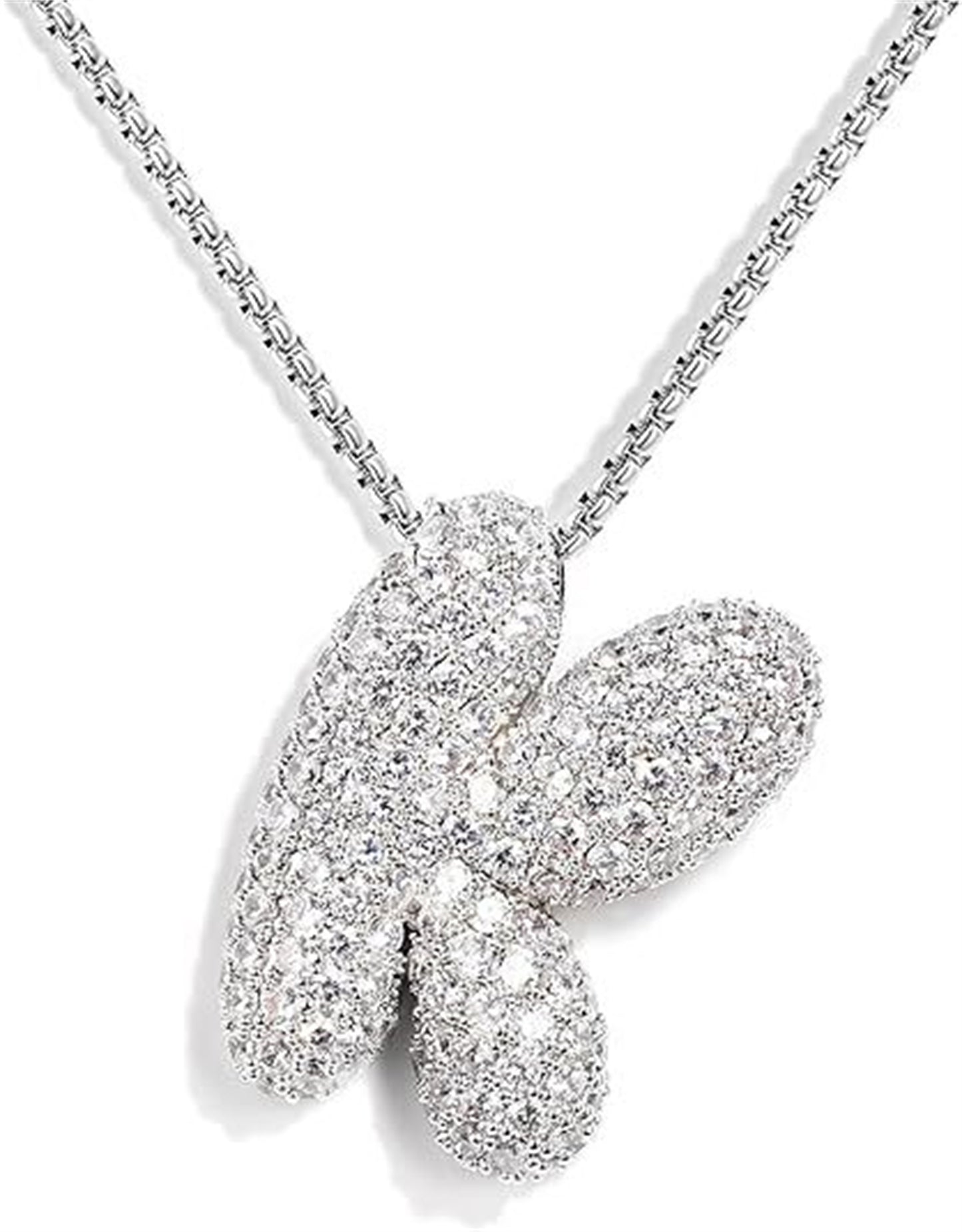 Cubic Zirconia Initial Letter Pendant Necklace in Gold Silver Color