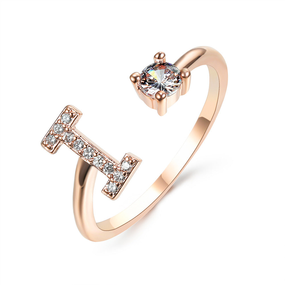 Cubic Zirconia Initial Wrap Ring in 18k Gold-Plated Sterling Silver