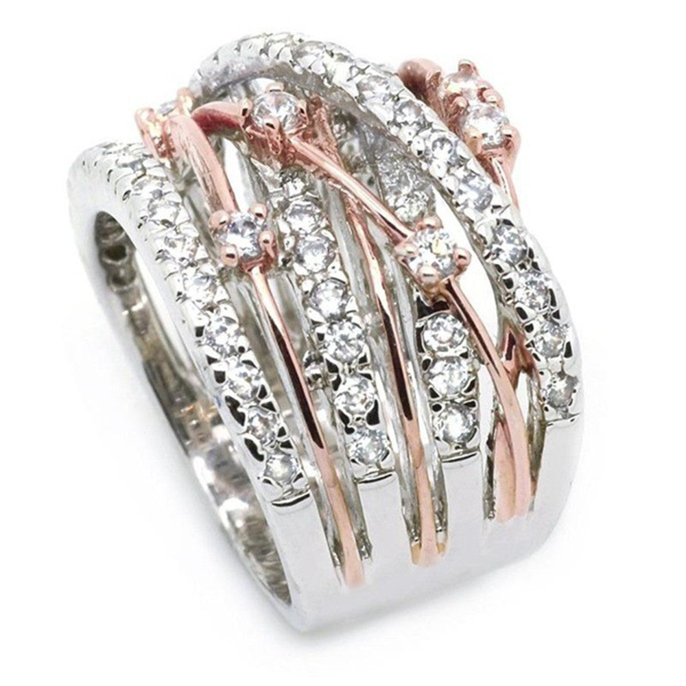 Zirconia Criss Cross Twisted Rope Women's Ring