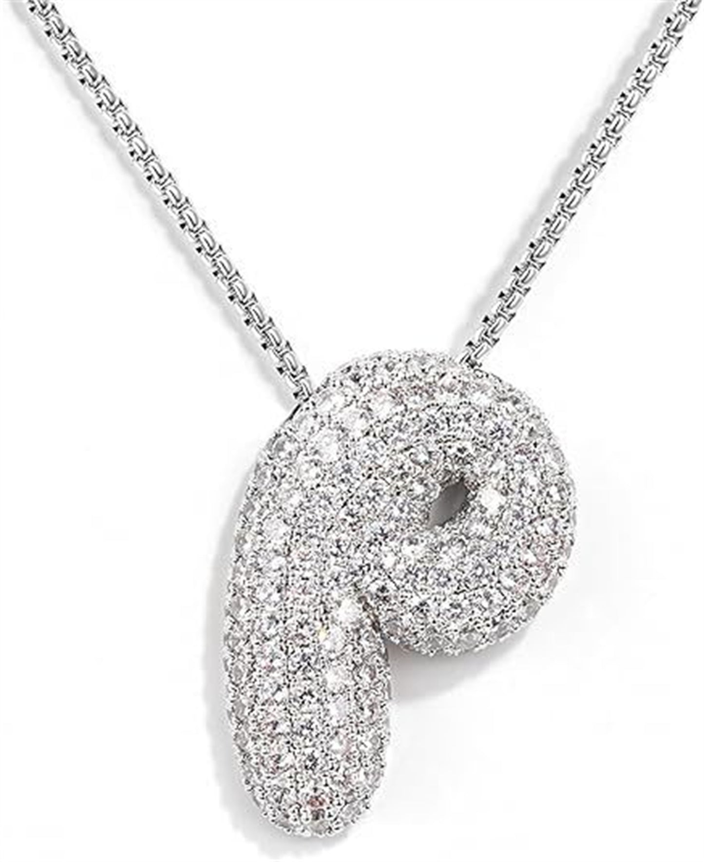 Cubic Zirconia Initial Letter Pendant Necklace in Gold Silver Color