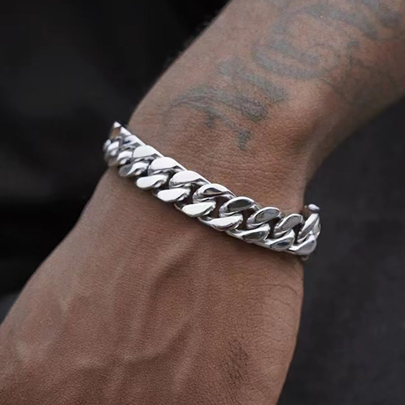 Bold Cuban Titanium Steel Chain Bracelet Men