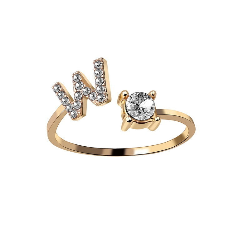 Cubic Zirconia Initial Wrap Ring in 18k Gold-Plated Sterling Silver