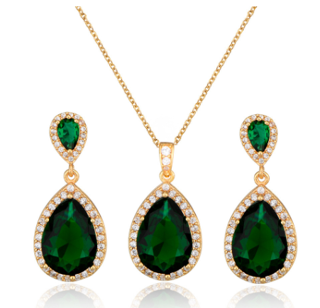 Colorful Zirconia Necklace Earrings Set