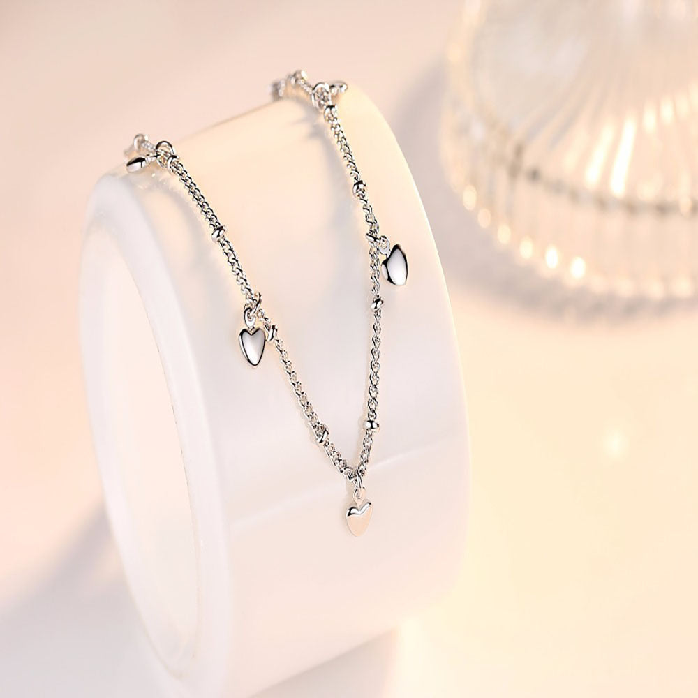 Silver Charming Love Hearts Bracelet