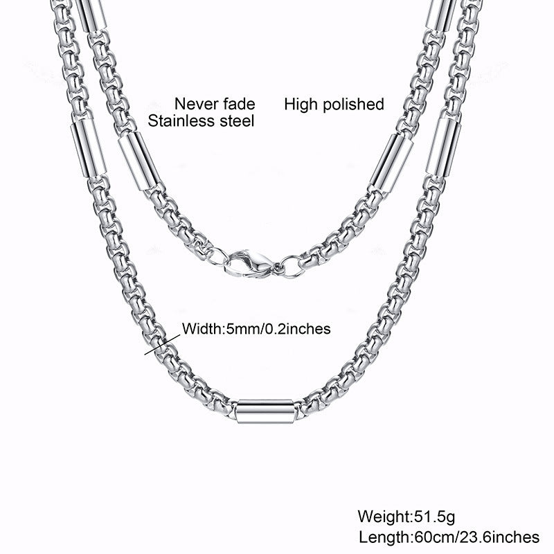 Trendy Titanium Steel Square Chain Thick Men's Necklace