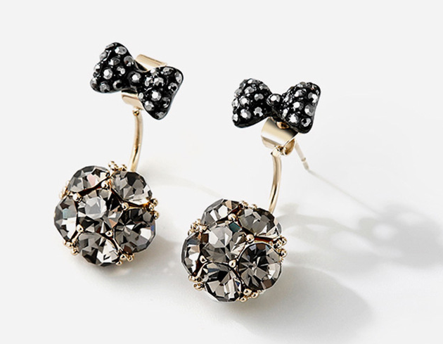 Silver Unique Rhinestones Earrings