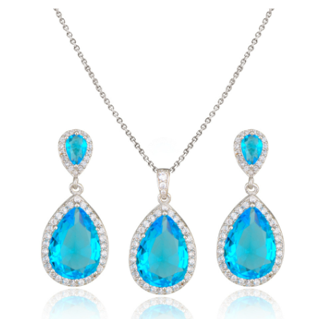 Colorful Zirconia Necklace Earrings Set