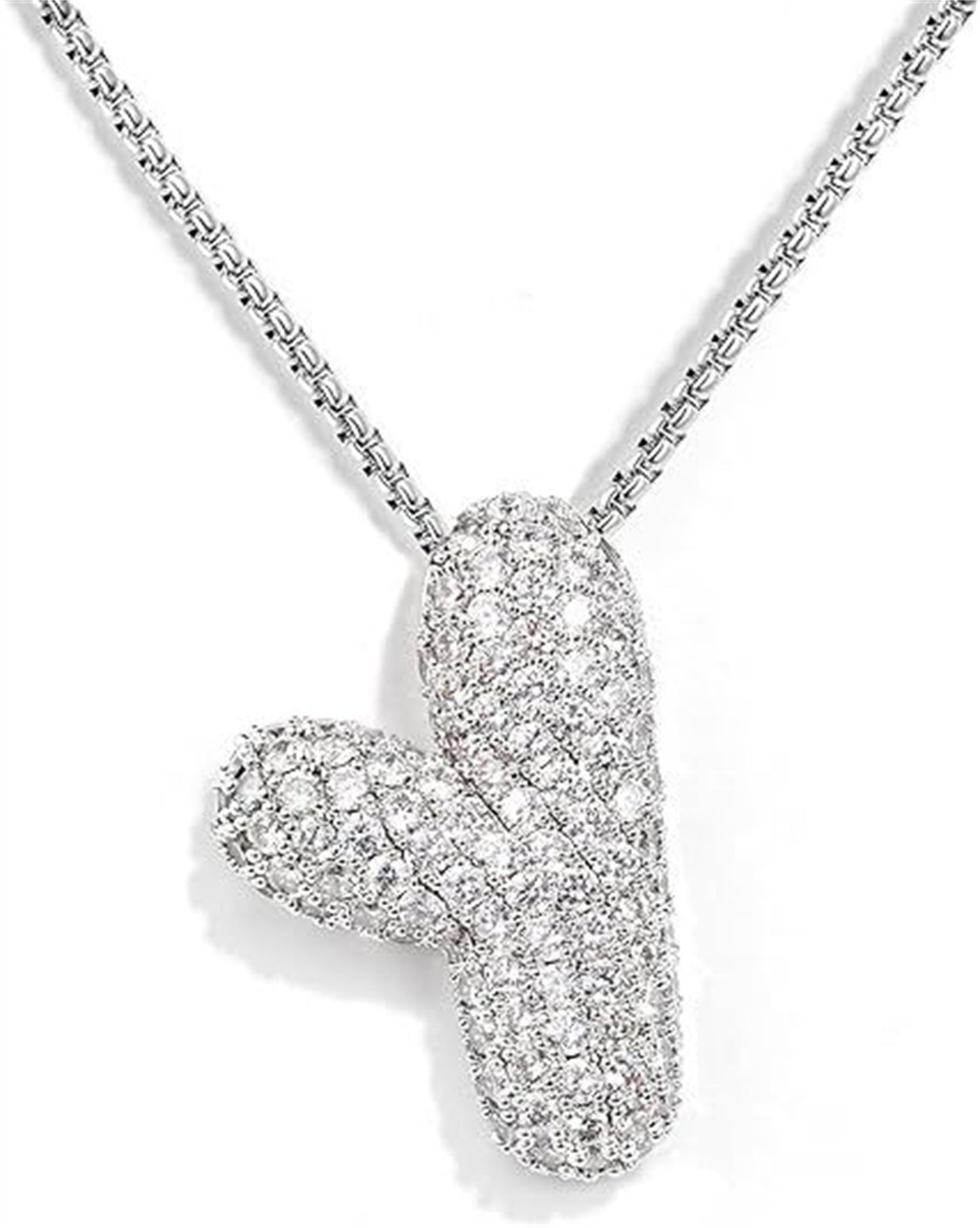 Cubic Zirconia Initial Letter Pendant Necklace in Gold Silver Color