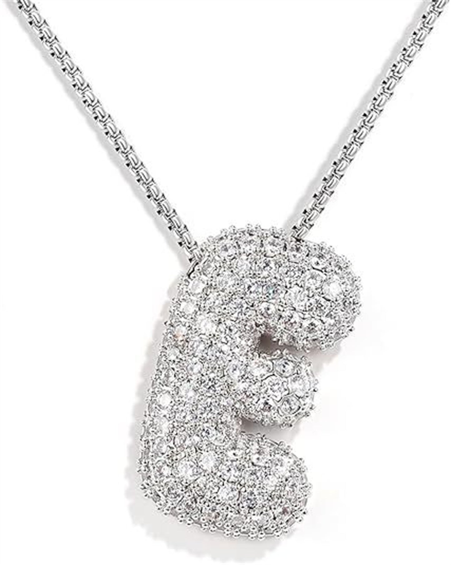 Cubic Zirconia Initial Letter Pendant Necklace in Gold Silver Color