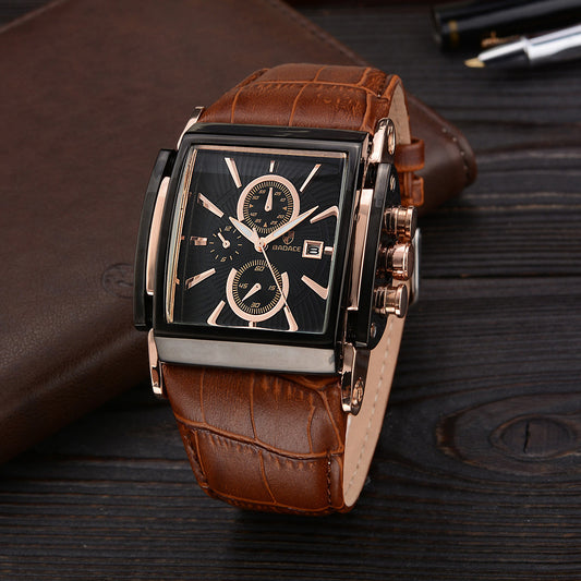 Quartz Men's Watch Faux Leather Band Strap