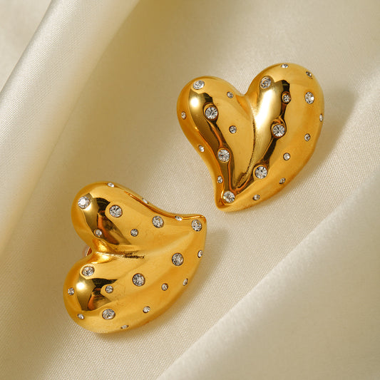 Gold Love Heart Women's Earrings