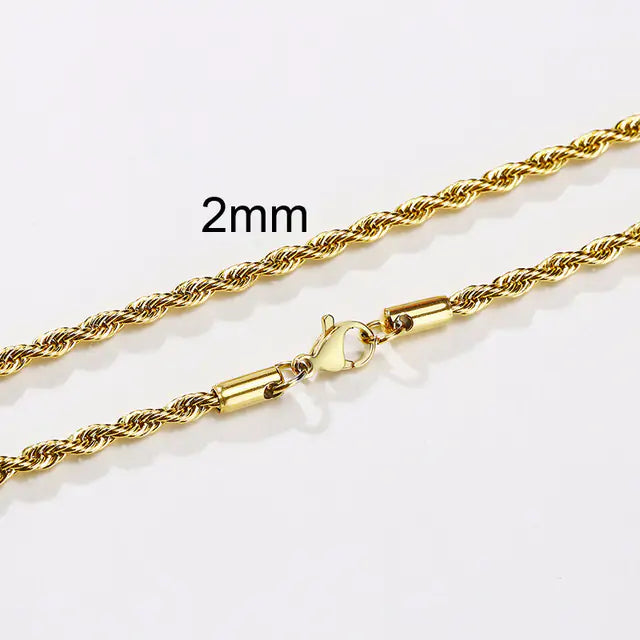 Men's Necklace Stainless Rope Chain