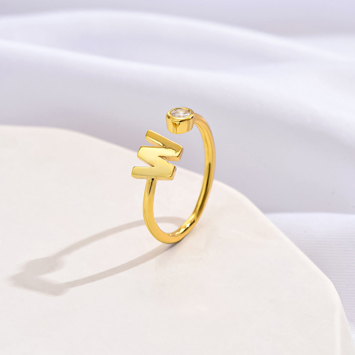 14K Gold-tone Zircon Initial Ring