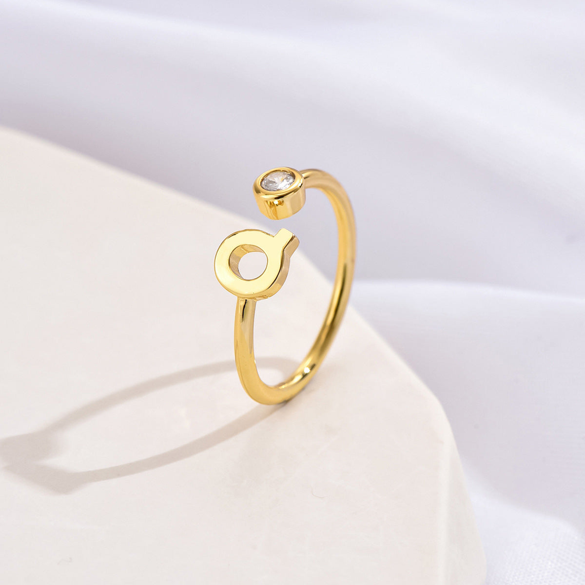 14K Gold-tone Zircon Initial Ring