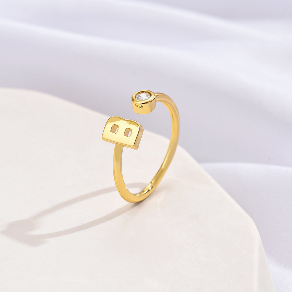 14K Gold-tone Zircon Initial Ring