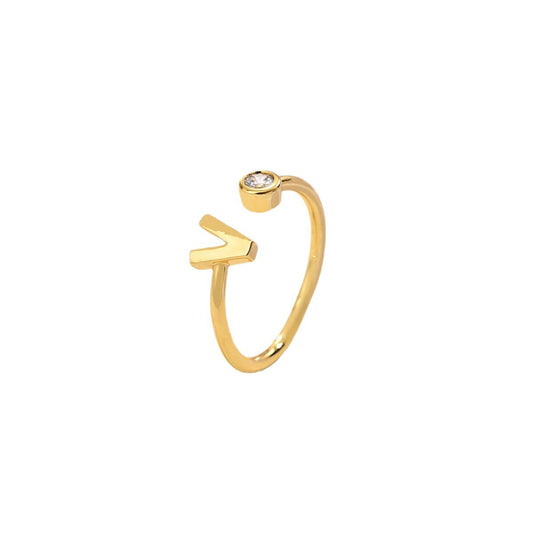 14K Gold-tone Zircon Initial Ring