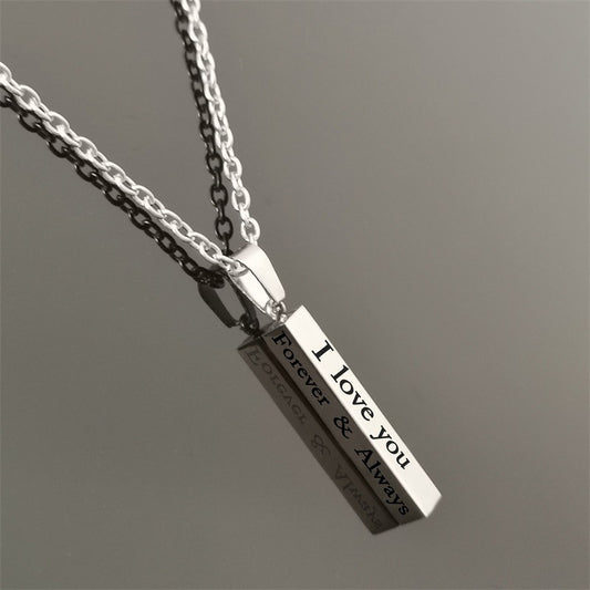 I Love You Forever Always Stick Pendant Necklace