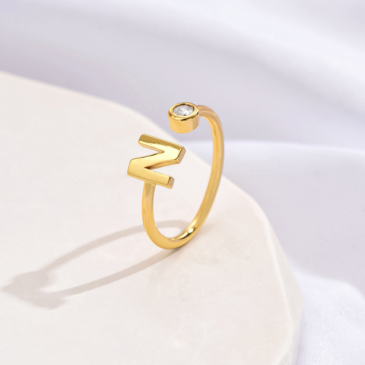 14K Gold-tone Zircon Initial Ring