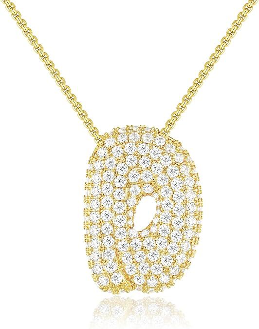 Cubic Zirconia Initial Letter Pendant Necklace in Gold Silver Color