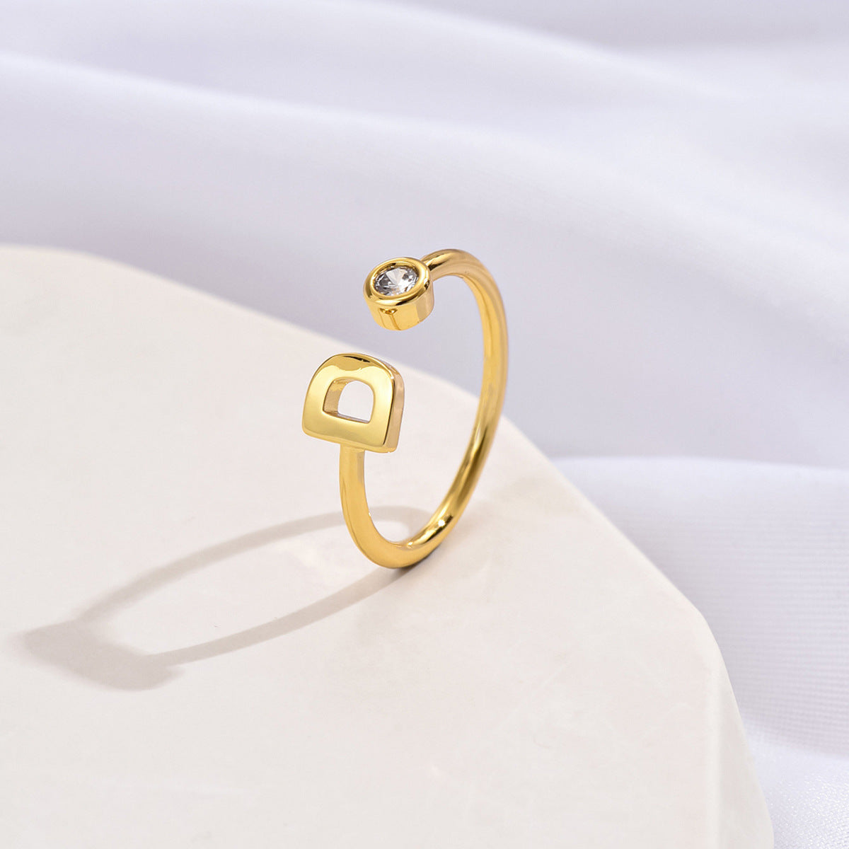 14K Gold-tone Zircon Initial Ring