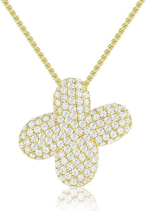 Cubic Zirconia Initial Letter Pendant Necklace in Gold Silver Color