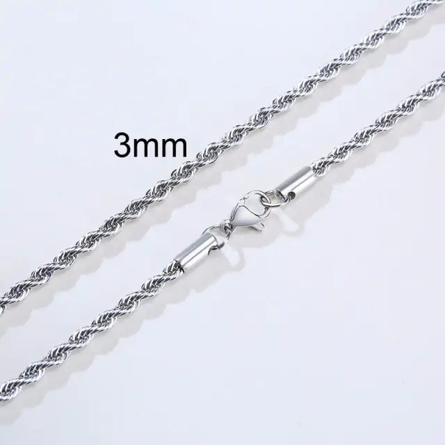 Men's Necklace Stainless Rope Chain