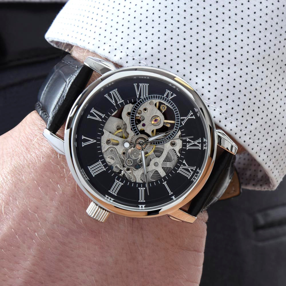 Sports Openwork Genuine Leather Band Men's Watch