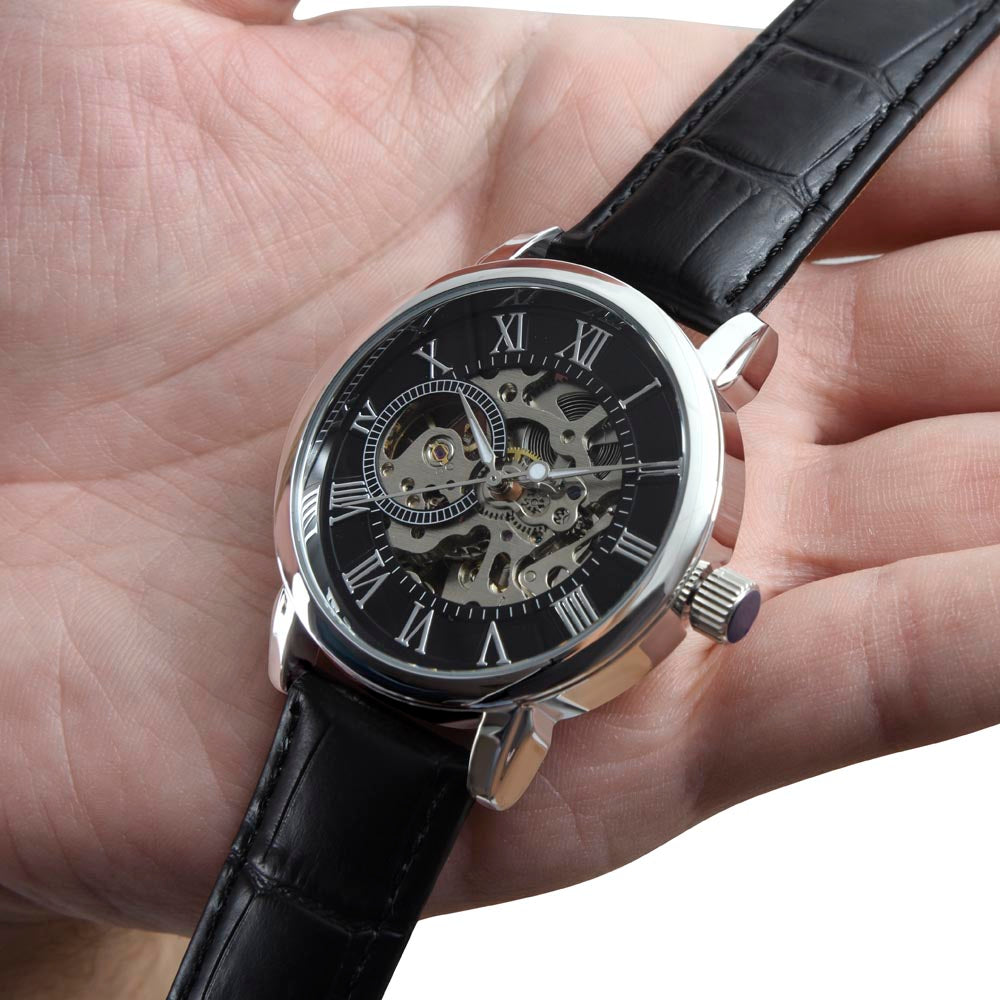 Sports Openwork Genuine Leather Band Men's Watch