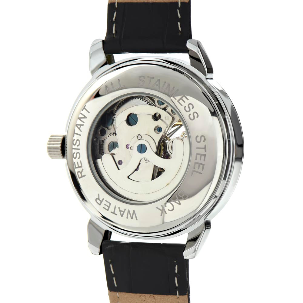Sports Openwork Genuine Leather Band Men's Watch