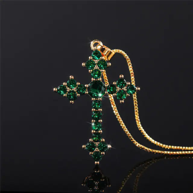 Baroque Cross Zirconia Necklace