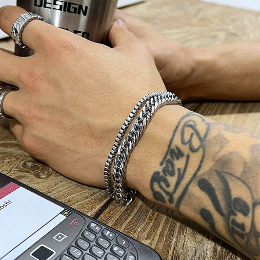 Double Cuban Hip Hop Men's Bracelet