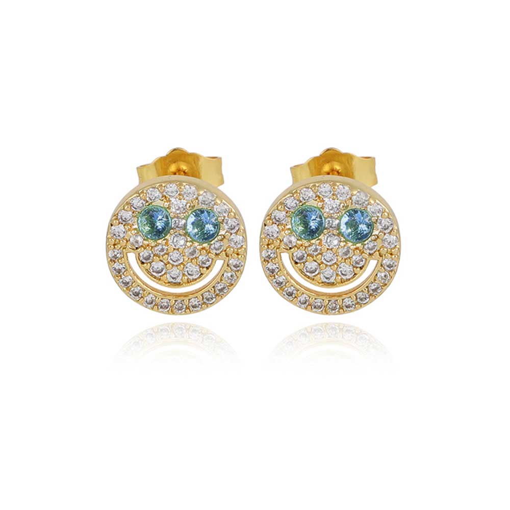 Hip-Hop Bling Zircon Smiley Emoji Earrings