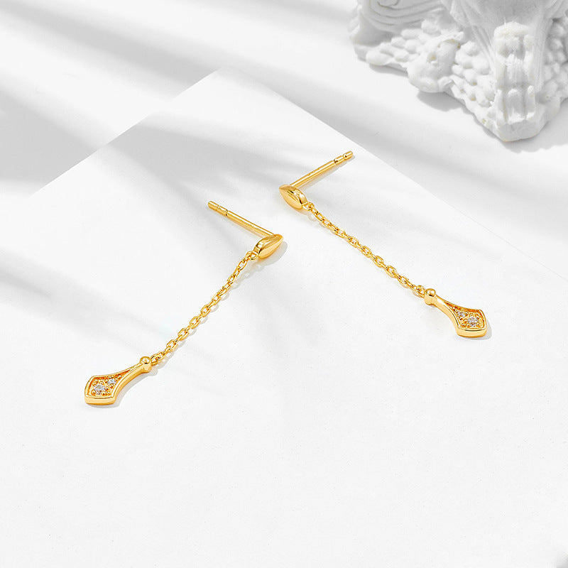 Gold 14k Plated Zirconium Drop Earrings