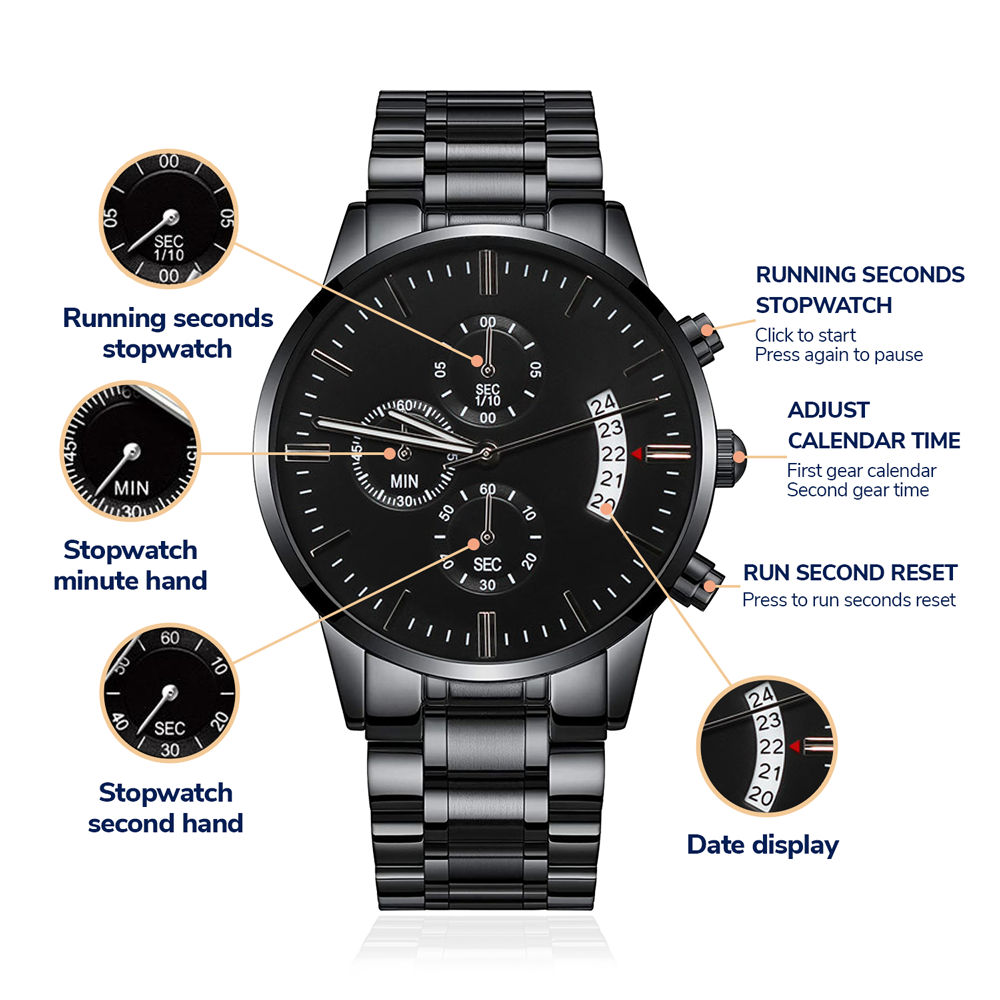 Black Chronograph Men's Watch-Personalized