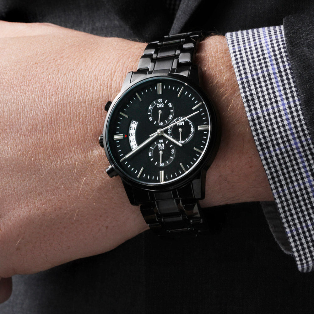 Black Chronograph Men's Watch-Personalized