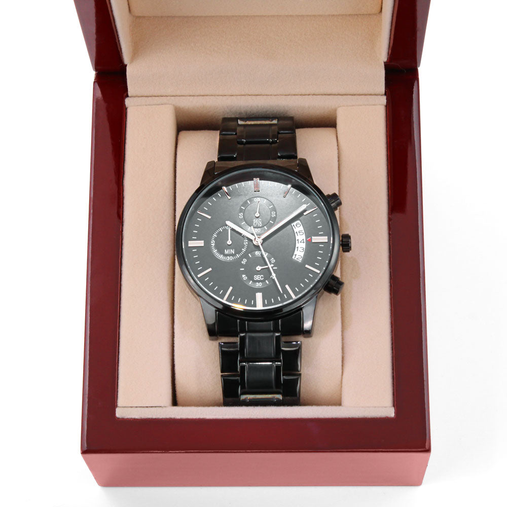 Black Chronograph Men's Watch-Personalized