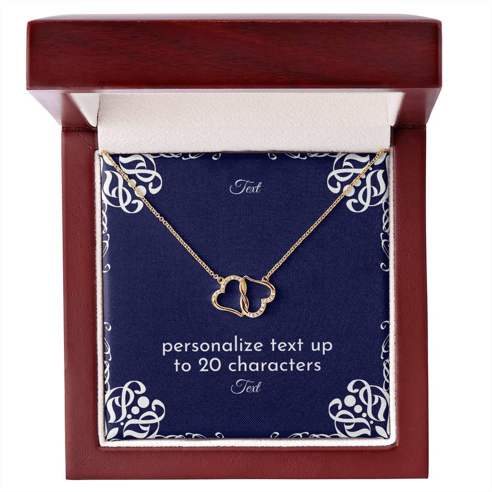 Gold Diamond Hearts Women's Necklace Personalize Message Card