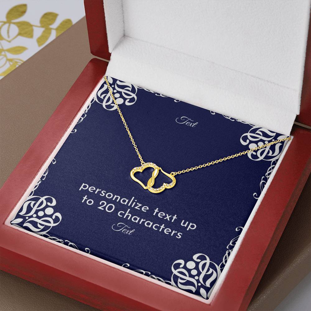 Gold Diamond Hearts Women's Necklace Personalize Message Card