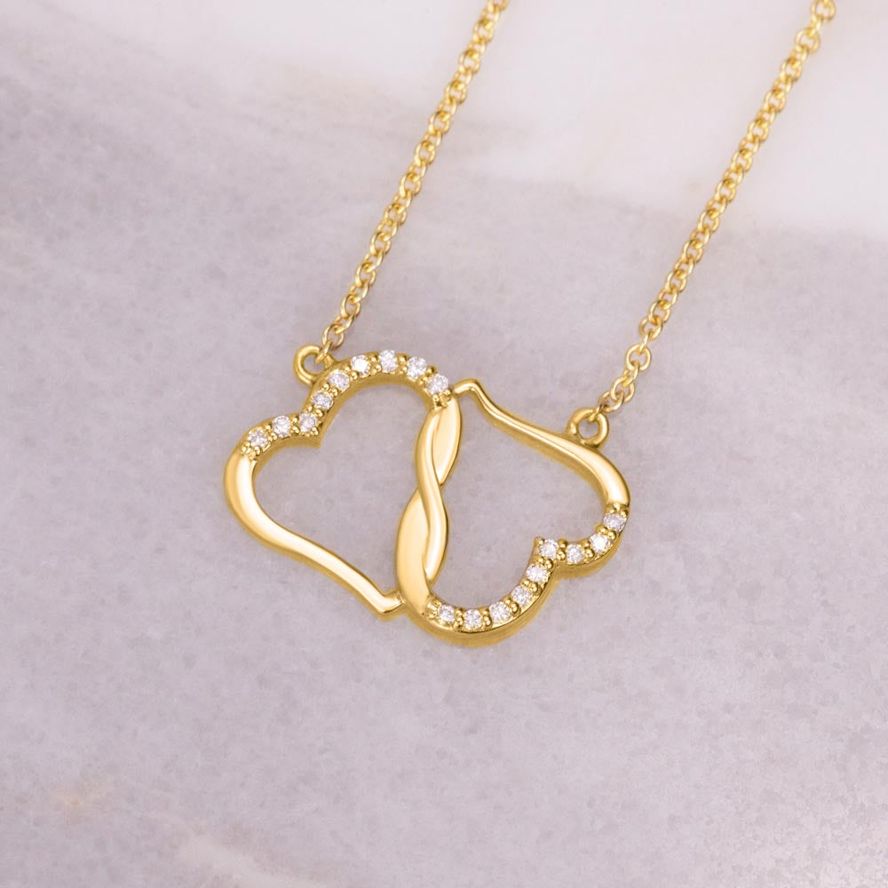 Gold Diamond Hearts Women's Necklace Personalize Message Card