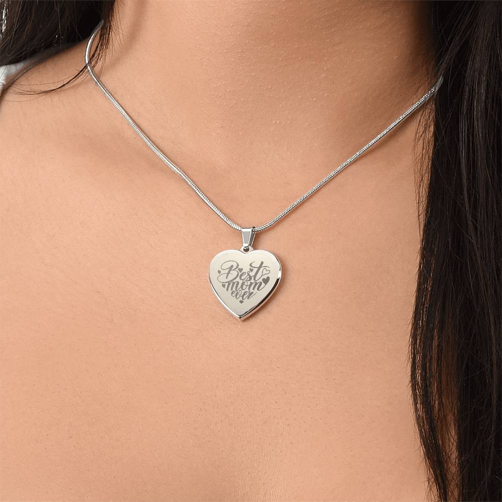 Personalized Engraved Heart Necklace for Mom, 18K Yellow Gold Finish