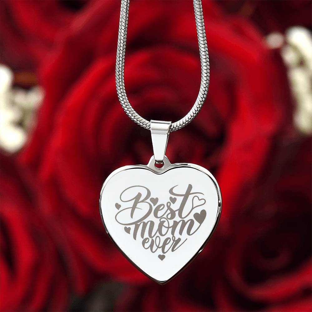 Personalized Engraved Heart Necklace for Mom, 18K Yellow Gold Finish